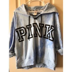PINK Baby Blue Tie-Dye Hoodie (NWT!)